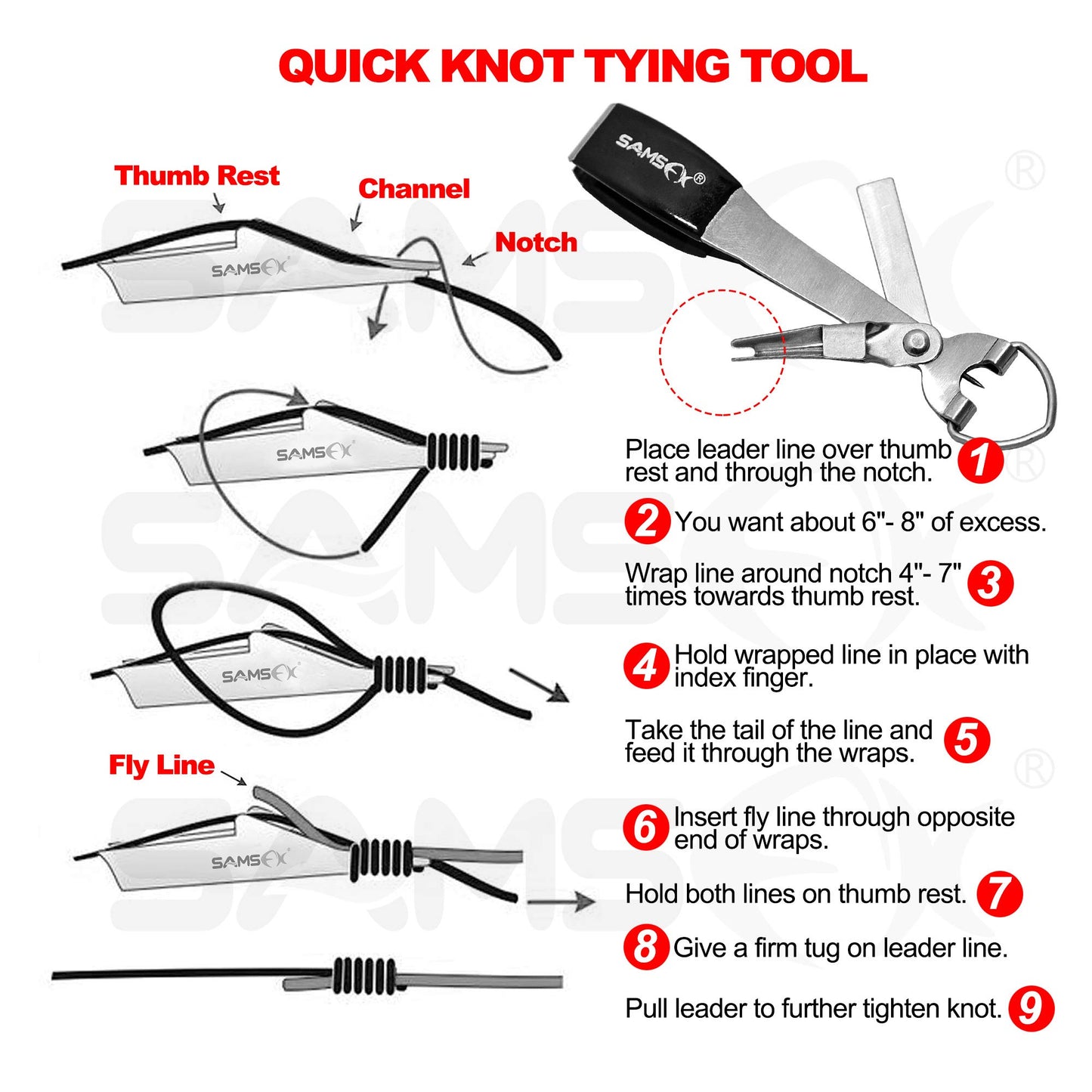 SAMSFX Fishing Quick Knot Tying Tool New 4 in 1 Fly Line Clippers with Zinger Retractor Combo (Silver)