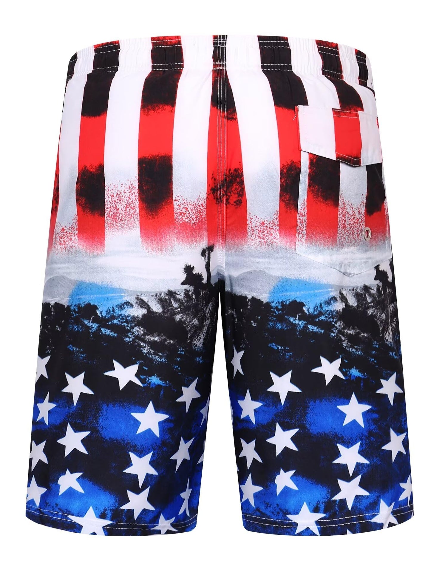 ELETOP Men's Swim Trunks Quick Dry Bathing Suit Swimming Board Shorts Mesh Lining Beach Swimwear American Flag L