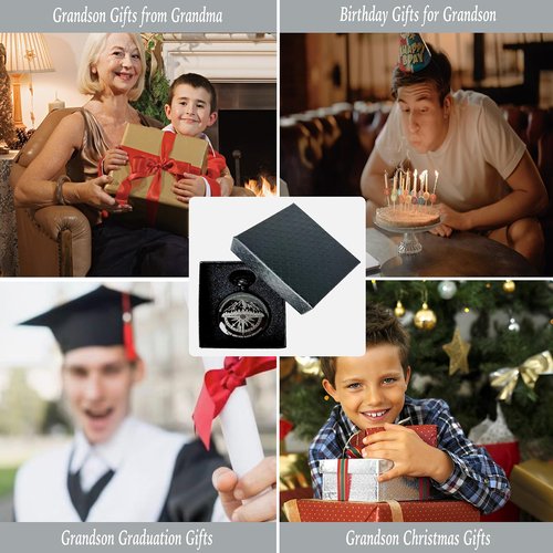 Grandson Gifts from Grandma Grandpa, Go Confidently Pocket Compass Engraved Black, to My Grandson Pocket Token, Inspirational Keepsake Gifts Ideas for Grandson Birthday Graduation Christmas