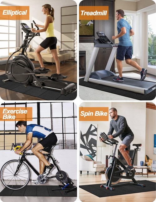 Treadmill Mat,68" x 24",4mm Thickness Exercise Equipment Mat for Carpet Hardwood Floors, Compatible with Walking Pad,Spin Bike,Elliptical Trainer,Rowing Machine