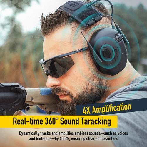 EARMOR Electronic Shooting Ear Protection Earmuffs, Bluetooth 5.4 Hearing Protection Ear Muffs with Gel Ear Pads, 29dB SNR Noise Reduction & 4X Sound Amplication Ear Protection for Gun Range