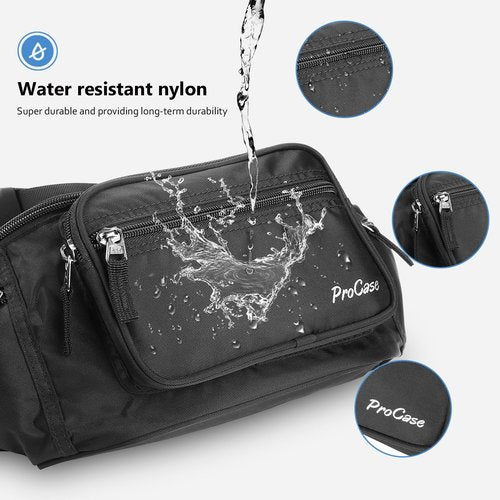 ProCase Fanny Pack Waist Packs for Men Women, Waist Bag Hip Pack for Travel Hiking Running Outdoor Sports -Black, Medium