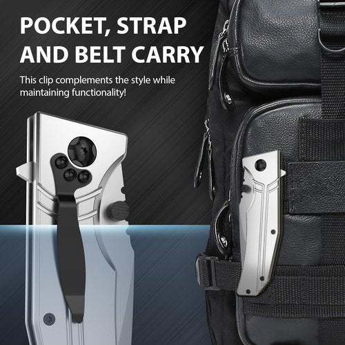 Pocket Knife for Men Women - 3.5" Sharp Folding Blade with Aluminum Handle Pocket Clip - Gray Stylish Knives for Camping Survival Work EDC - Birthday Gifts Ideas for Dad Husband Boyfriend 140106