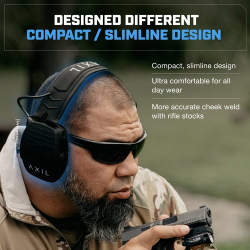 AXIL TRACKR Noise Cancelling Ear Muffs ??Mowing, Construction & Shooting Ear Protection ??Comfortable Ear Muffs for Noise Reduction ??Sweat & Water Resistant Ear Protection for Shooting