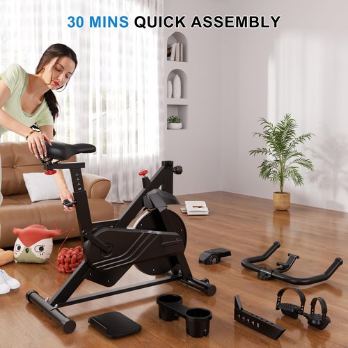 MJWW Exercise Bike, 32-Level Magnetic Resistance Stationary Bikes for Home, Low Noise 300LBS Weight Capacity Workout Cycling Bike for Home Gym with Pad Mount, LCD Monitor, Cup Holder