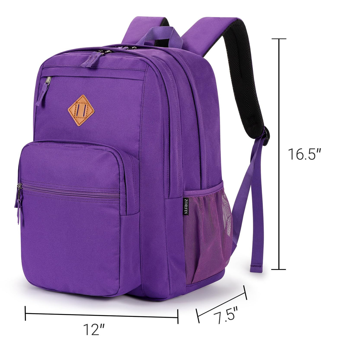 ZORFIN 26L Backpack for College, and Travel: Water Resistant Bookbag - Purple