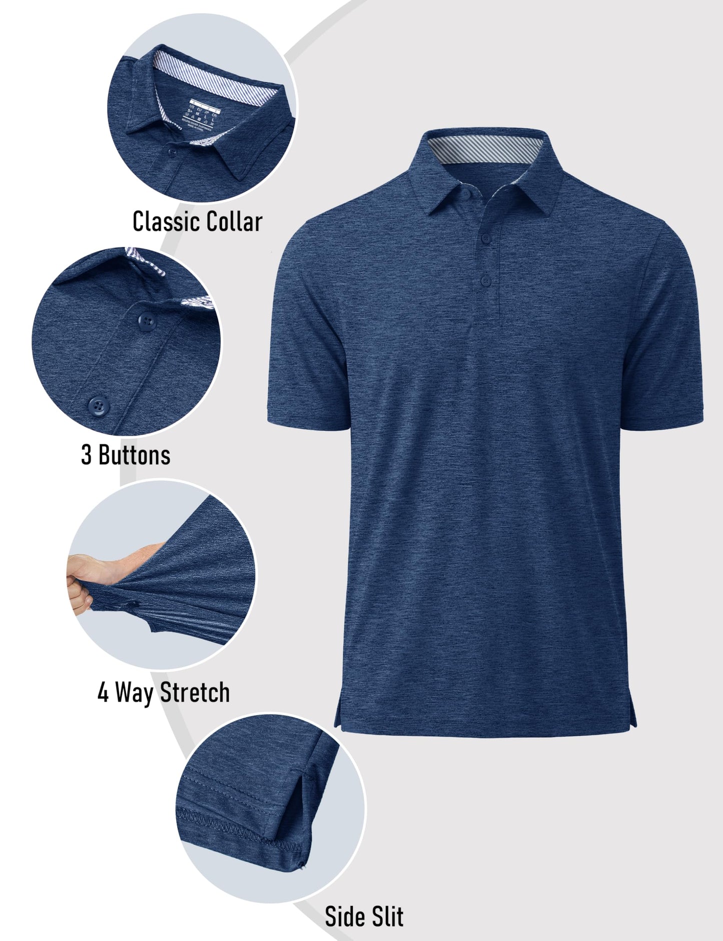 MAGCOMSEN Men's Polo Shirts Short Sleeve Athletic Performance Moisture Wicking Golf Fitted Business Casual Collared Shirts