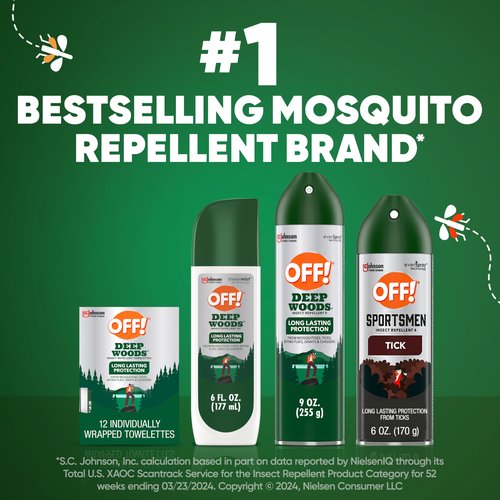 OFF! Deep Woods Insect Repellent Aerosol, Bug Spray with Long Lasting Protection from Ticks and Listed Bugs, 6 oz