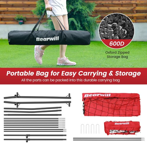 Bearwill Volleyball Training Equipment, Volleyball Practice Net System Update Freely Adjustable, Portable Volleyball Net for Backyard Indoor Outdoor Hitting Serving Passing Practice