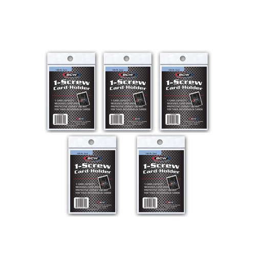 BCW 1 Screw Card Holder - 120 PT. - 5ct | Crystal Clear Polystyrene | Secure Screwdown Design | Ideal for Collectible Card Storage and Display