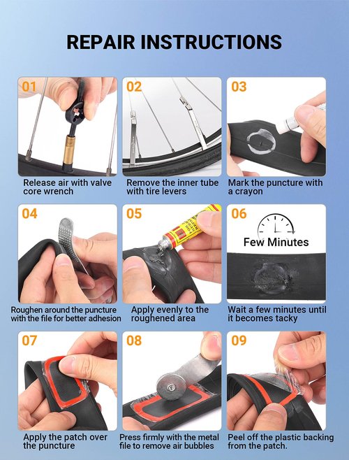 SARDVISA 40 PCS Bike Tire Repair Kit, Bicycle Inner Tube Puncture Patch Kit with 30 PCS Vulcanizing Patches & 3 PCS Stainless Steel Tire Levers, Portable Bike Tire Patch Kit for Mountain and Road Bike