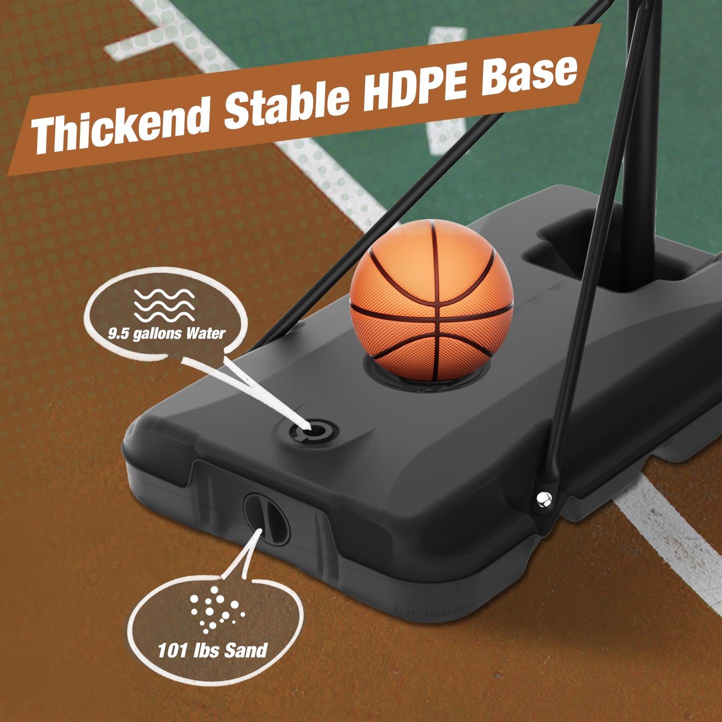 Portable Basketball Hoop Height Adjustable 8.5/10ft: Outdoor Basketball Goal System for All Ages in Backyard & Driveway, 33-48 Inch Shatterproof Backboard and Stable Base