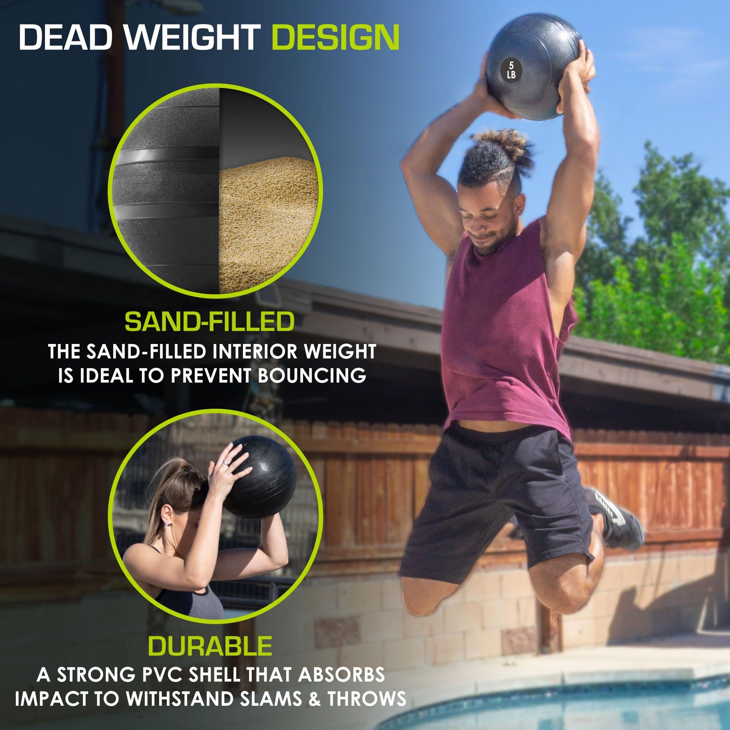 ProsourceFit Slam Medicine Ball, Classic Dead Weight Balls for Strength and Conditioning Exercises, Cardio and Core Workouts, 5lb, Black