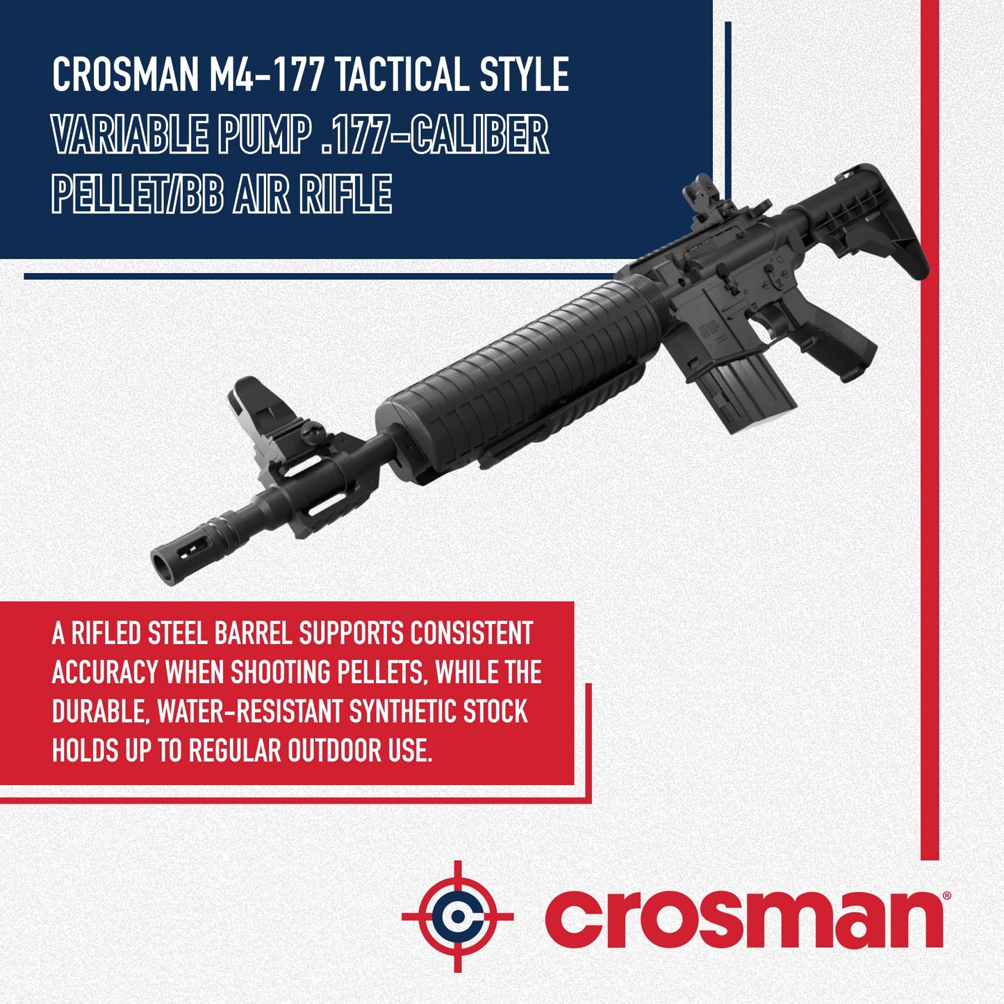 Crosman M4-177 Multi-Pump Air Rifle, Adj. Stock air Rifle