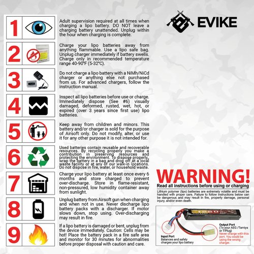 Evike Airsoft - Matrix High Performance 7.4V Stick Type Airsoft LiPo Battery (Model: 1000mAh / 20C / Deans & Short Wire)