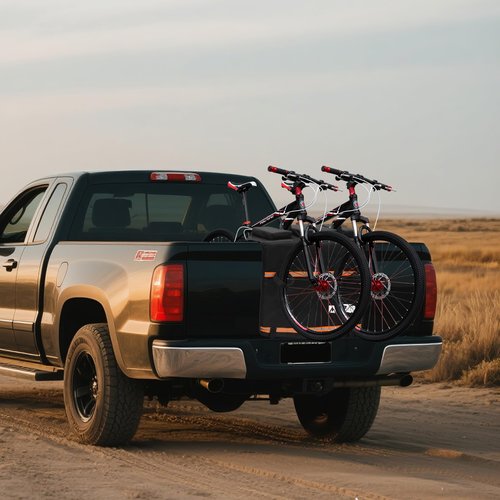 MDSTOP Tailgate Pad for Mountain Bike, Truck Tailgate Bike Protector with Reflective Strips, Scratch Resistant Pad Carries Up to 2 Bicycles, E-Bikes, BMX&Road Bikes (Black, M)