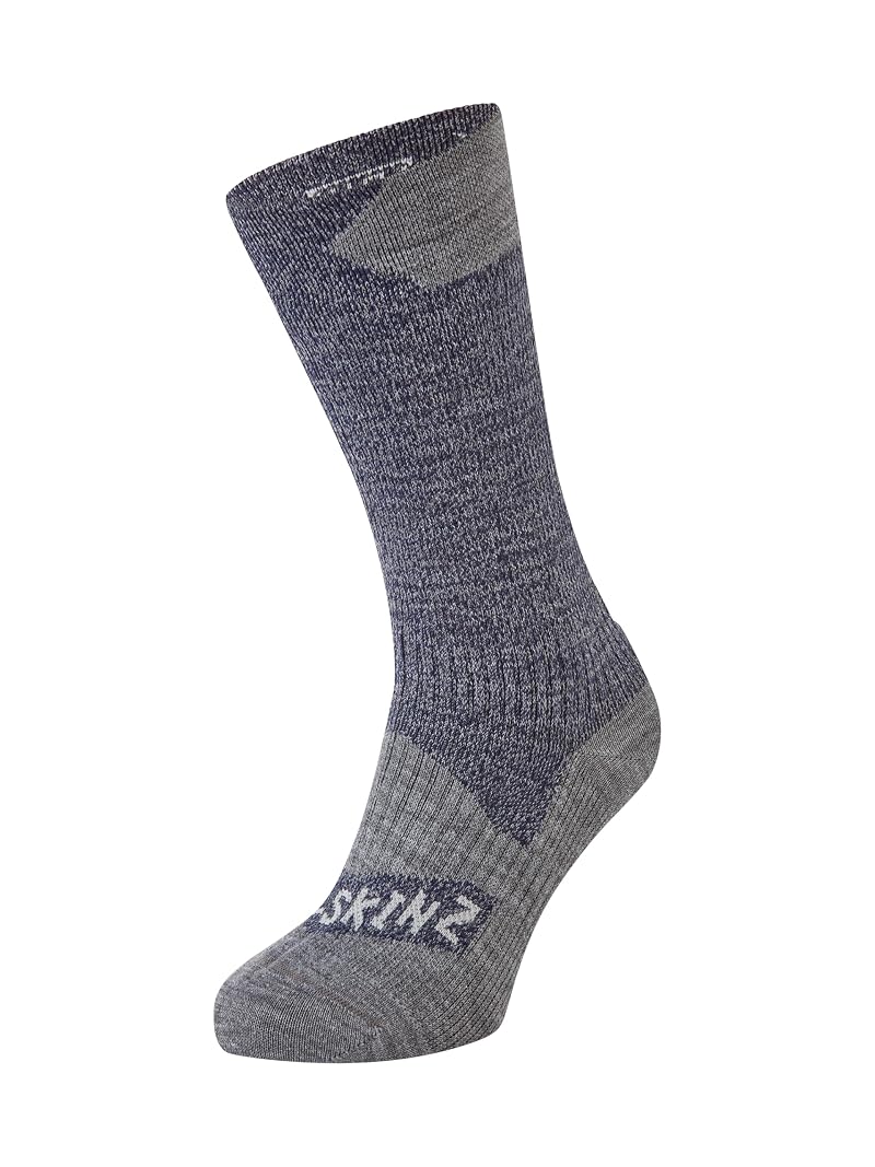 SEALSKINZ Unisex Waterproof All Weather Mid Length Sock - Navy, Large