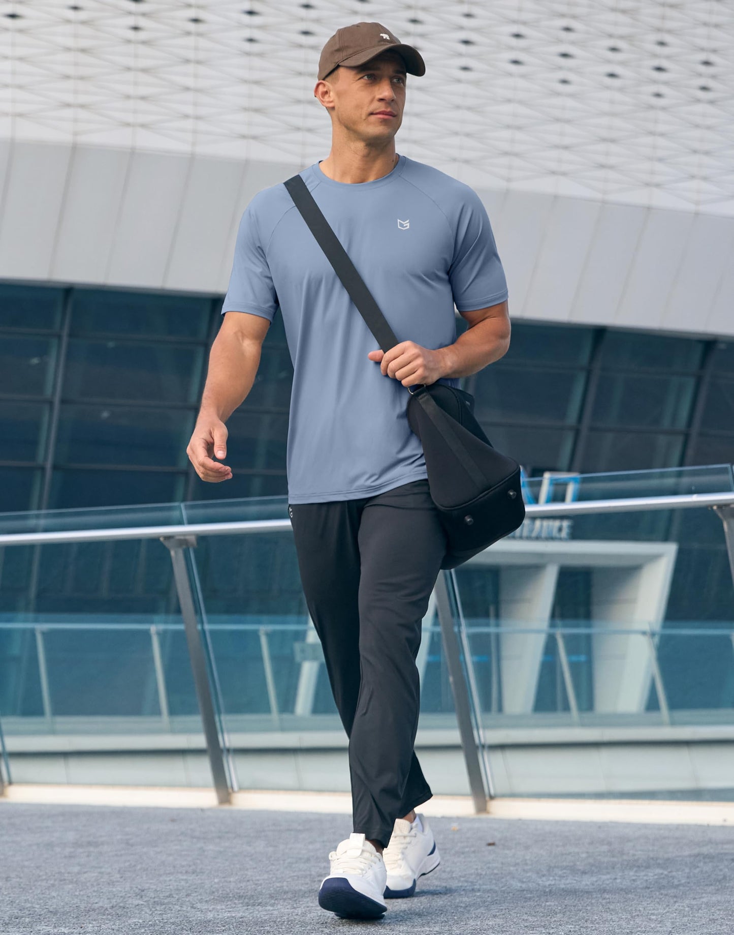 G Gradual Men's Athletic Workout T-Shirts Moisture Wicking Cooling Running Shirts Short Sleeve Performance Tee for Gym Tennis(Slate Blue,4XL)