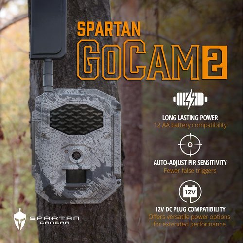 Spartan Camera 2025 Upgrade 2 Pack GoCam2 Cellular APP Control Trail Camera, 4G LTE, 1080P Video, FHD Photos, No Glow, Night Vision, Motion Activated, IP65 Water Resistant(Spartan Areus,Multi-carrier)