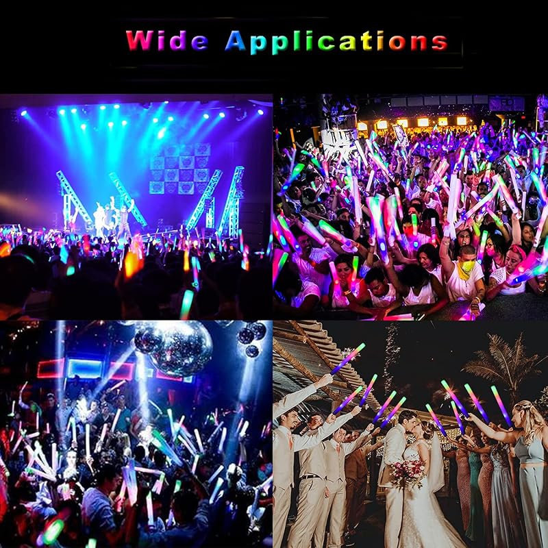 EXCECAR 45 Pcs LED Foam Glow Sticks with 3 Modes - Light Up Party Props