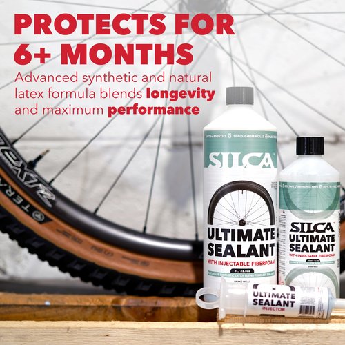 SILCA Ultimate Tubeless Tire Sealant, 1L – Tubeless Bike Sealant Proactively Seals Punctures Up to 7.5 mm, Injectable Through Valve & Stays Liquid 6+ Months in All Weather Conditions