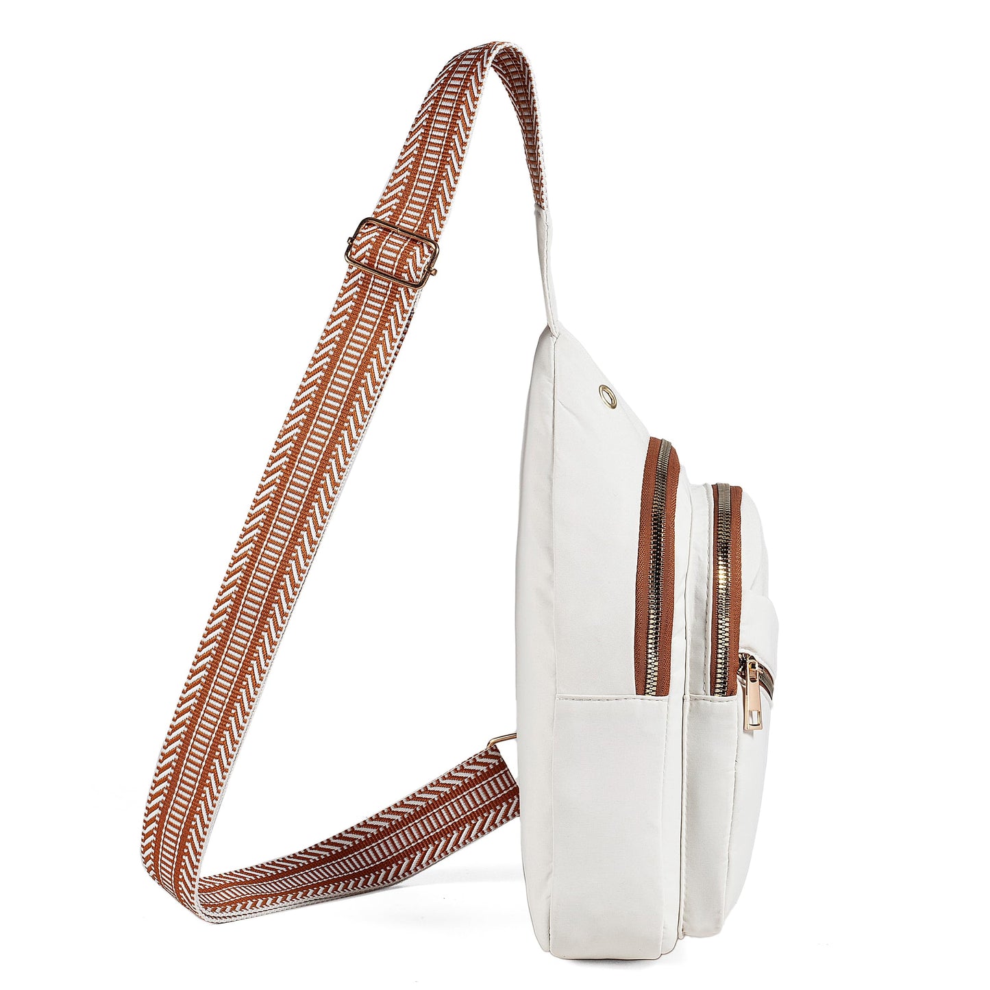 AOSTIHOT Small Crossbody Bags Sling Bag for Women, Sling Backpack Chest Daypack Cross Body for Travel Casual Running Hiking White Brown
