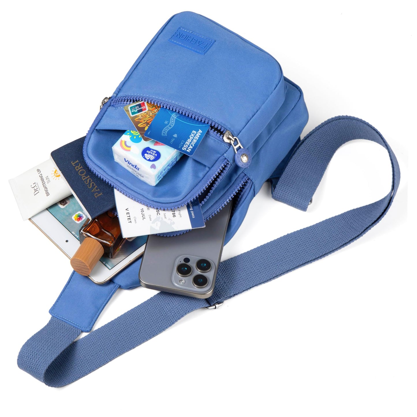 Banelu Small Sling Backpack Crossbody Bags for Women Men, Small Sling Bag Cross Body Bag Fanny Packs Crossbody Purses - Blue