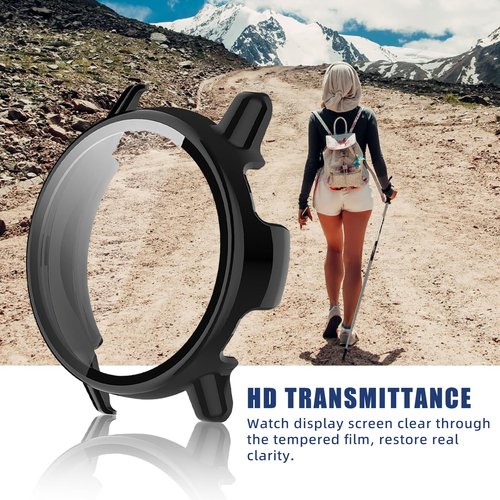 Kimiyaki for Garmin vivoactive 5 Screen Protector Case [Full Coverage], Hard PC Bumper All-Around Protective Accessories for Garmin vivoactive 5 Built-in Tempered Glass Film
