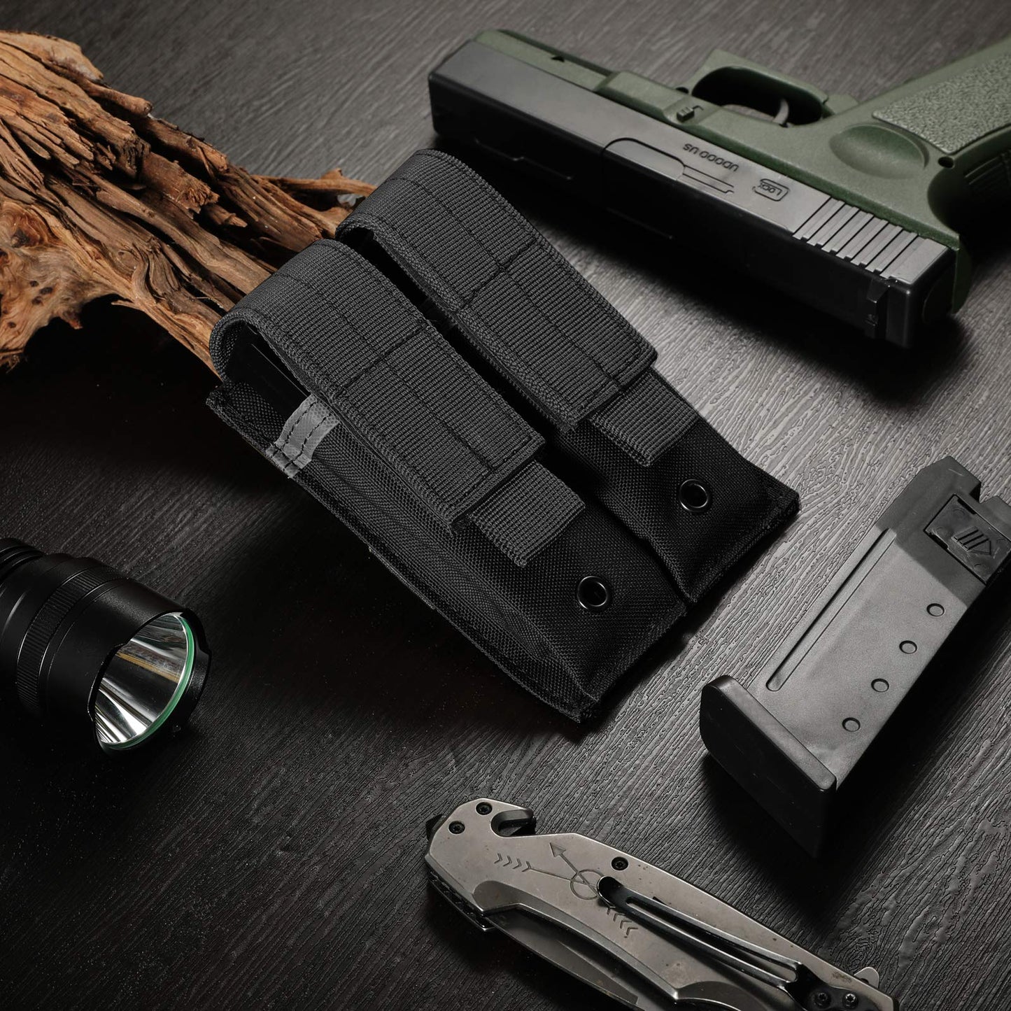 FRTKK Tactical Single/Double Pistol Mag Pouch Outdoor Molle Open-Top Magazine Pouch for Glock M1911 92F