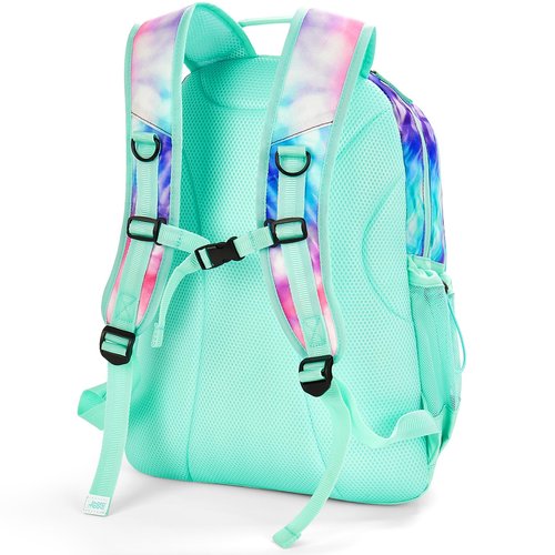 Choco Mocha Tie Dye Backpack for Teen Girls, Travel School Backpack for Girls Middle School Large Bookbag 18 Inch, Teal Green