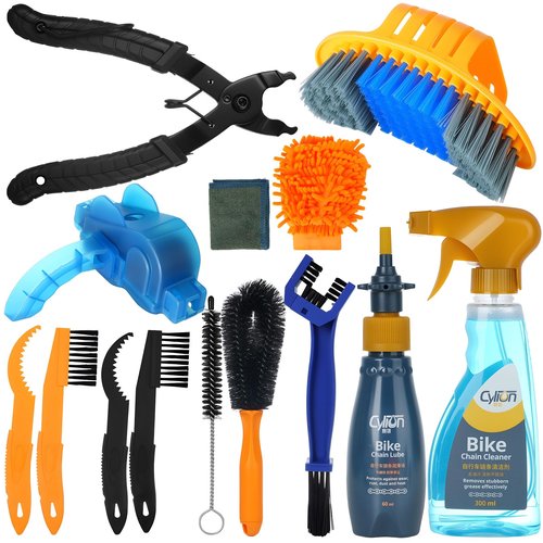 LOQOMI Bike Cleaning Kit Including Bicycle Chain Scrubber, Bike Link Pliers, Bicycle Chain Cleaning Agent, Chain Lube, Cleaner Brush Tool