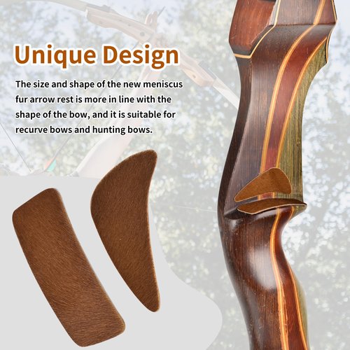 SPG Arrow Rest for Recurve Bow - 4 Pairs Fur Recurve Arrow Rest Adhesive Bow Shelf Rest Stick on Traditional Recurve Bow for Hunting Shooting Archery Practice (Brown)