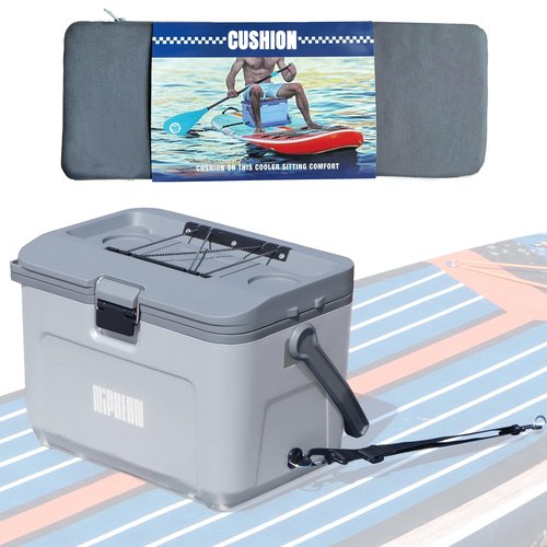 Niphean 4-Layer Insulated Paddle Board Cooler Box - 60 Hours Ice Retention, Convertible Seat on Paddle Board with D-Ring, 15-Liter Rigid Kayak Cooler for Camping, Beach, Kayaking