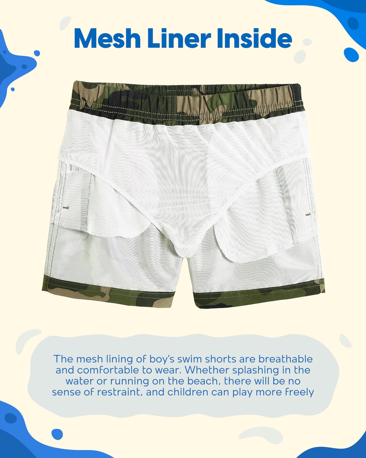 maamgic Boys Swim Trunks Toddler Swim Shorts Little Boys Bathing Suit Swimsuit Toddler Boy Swimwear,Camo-Green,4 T