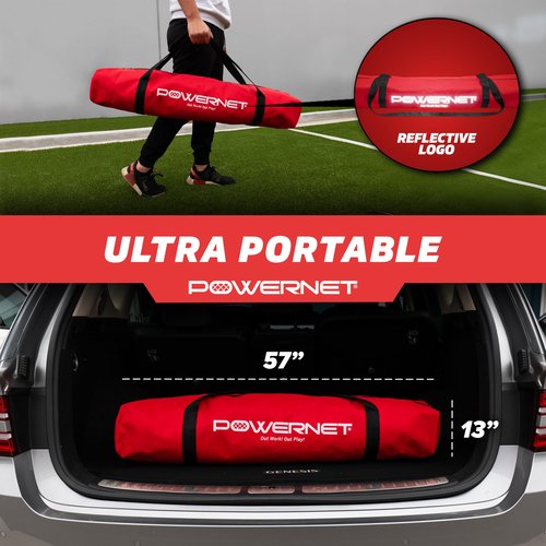 PowerNet Portable Soccer Tennis Net & Pickleball Net, Durable Weighted Metal Base, Quick Setup in Driveway, Backyard & Beach, Indoor & Outdoor Training Equipment, Includes Carry Bag (12 FT)