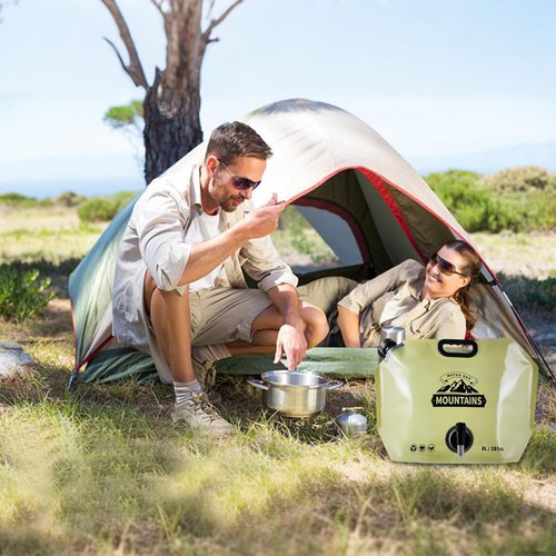 MRBULLOCK Collapsible 8L Water Storage Bag, BPA-Free Portable Folding Water Jug with Adjustable Faucet, Leakproof Emergency Water Bag for Camping, Hiking, Riding, Outdoor Sport (GREEN, 1)