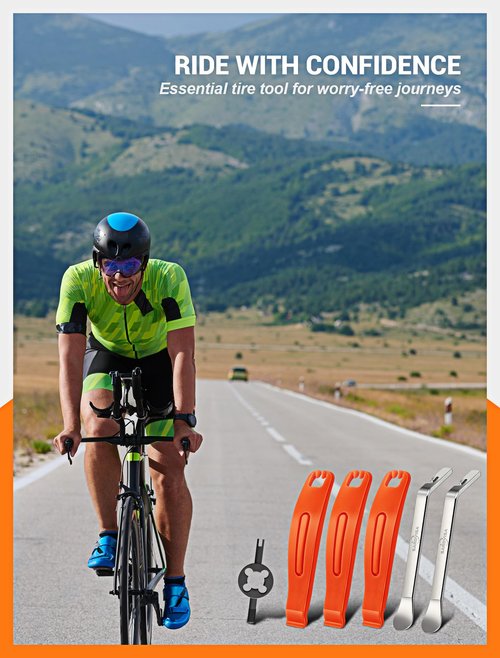 SARDVISA Bike Tire Levers| 3-Pcs Ultra Strong Tire Levers & 2-Pcs Stainless Steel Tire Spoons, Bike Tire Removal Tool for Road or Mountain Bike Tires, Must Have Bike Tire Tool in Bike Tire Repair Kit