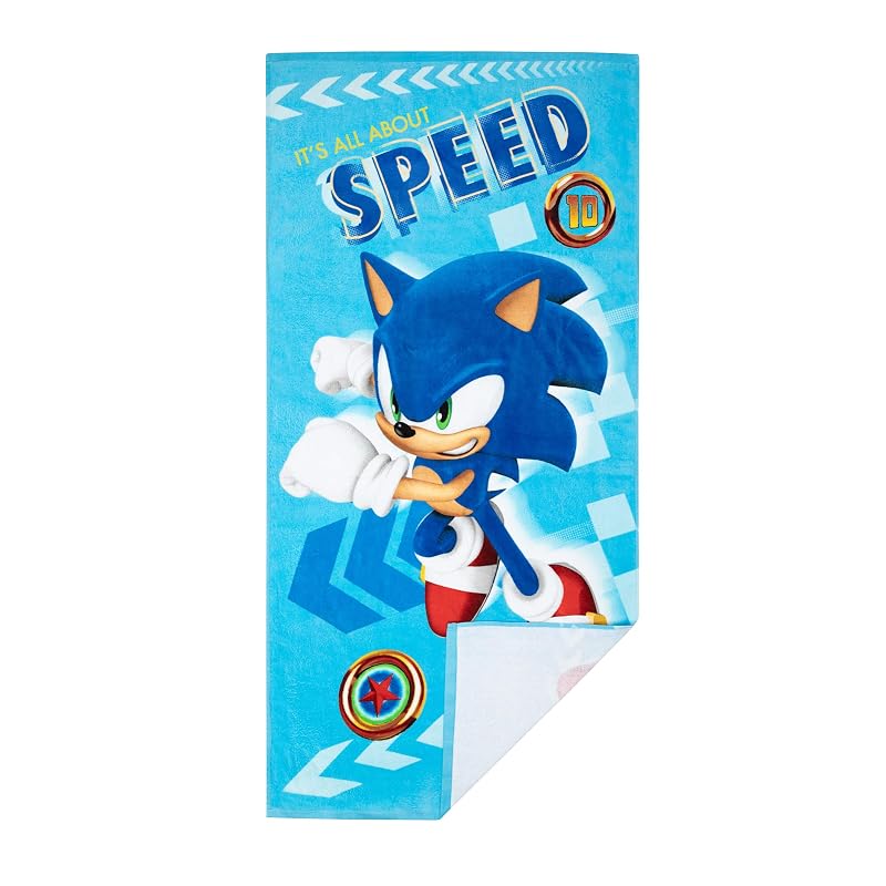Sonic The Hedgehog Beach Towel 58 x 28 in - Recycled Polyester, Ready to Run Pattern (Variation: Sonic+58 in x 28 in)