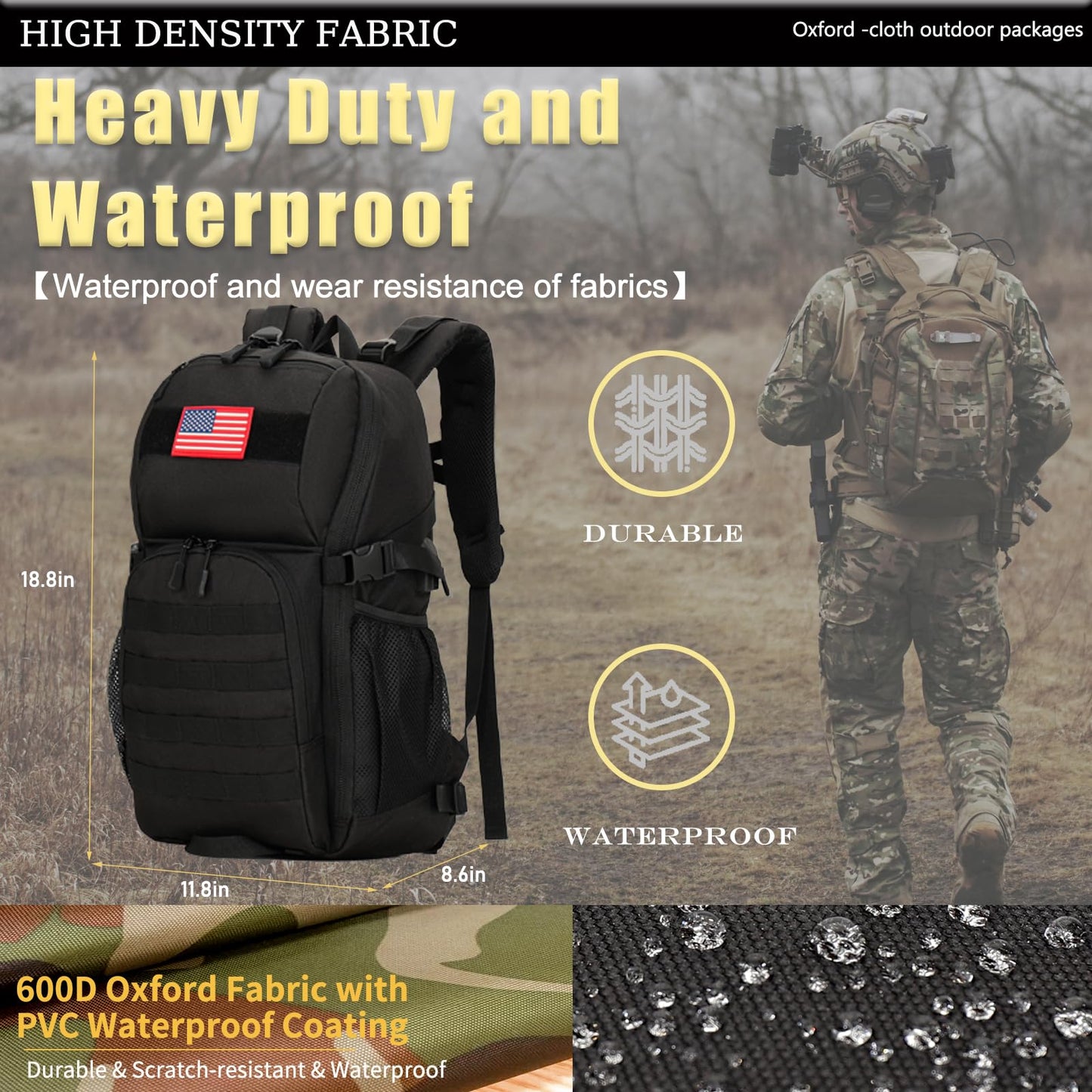 outdoor plus Camo Backpack, Military Boys, 30L