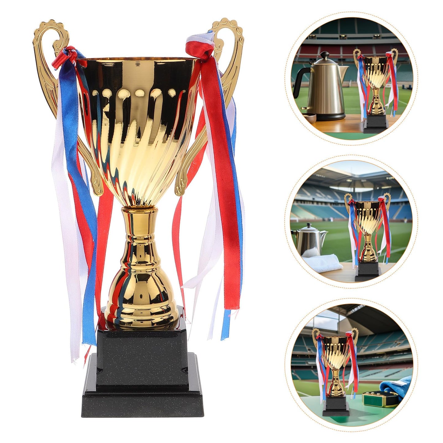 NUOBESTY Sports Competition Trophy Cup 14.96In Metal Gold Trophy for Team Sports Awards Annual Achievement Prize for Soccer Football and School Tournaments