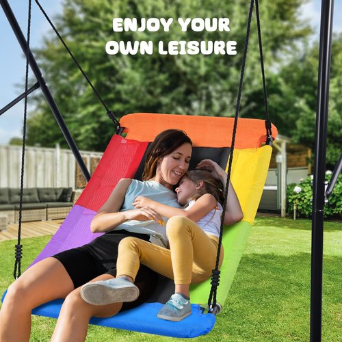Trekassy Swing Sets for Backyard, 440lbs Heavy Duty A-Frame Metal Stand with 60" Large Platform Swing for Outdoor Playground Park