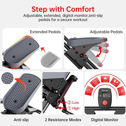 Upgraded Stair Stepper for Home Gym - Full-Body Vertical Climber with Larger Pedals, Adjustable Handlebar, and Compact Folding Design for Cardio Workouts,300LBS Capacity
