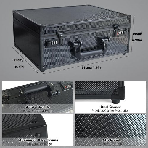 SUGOOE Toploader Card Storage Box for 3’’ X 4’’ 35pt Rigid Cards, Combination Lock Storage Box with 6 Removable Dividers, Sports Card Case