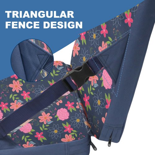 GeerDuo Stadium Seat Foldable with Back Support Chair Cushion Portable for Bleacher Seating Pad Thick Floral Soft with Handle for Sports Events Hiking Fishing Camping Concerts (Blue Floral)
