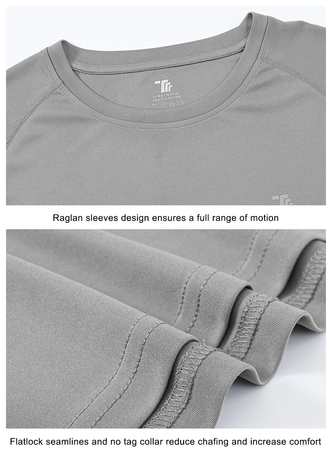 TBMPOY Men's Hiking Shirts Waterproof Dry Fit Athletic T-Shirts SPF Long Sleeve Safari Shirts Outdoor Work Swim Fishing Tops Light Grey XXXL