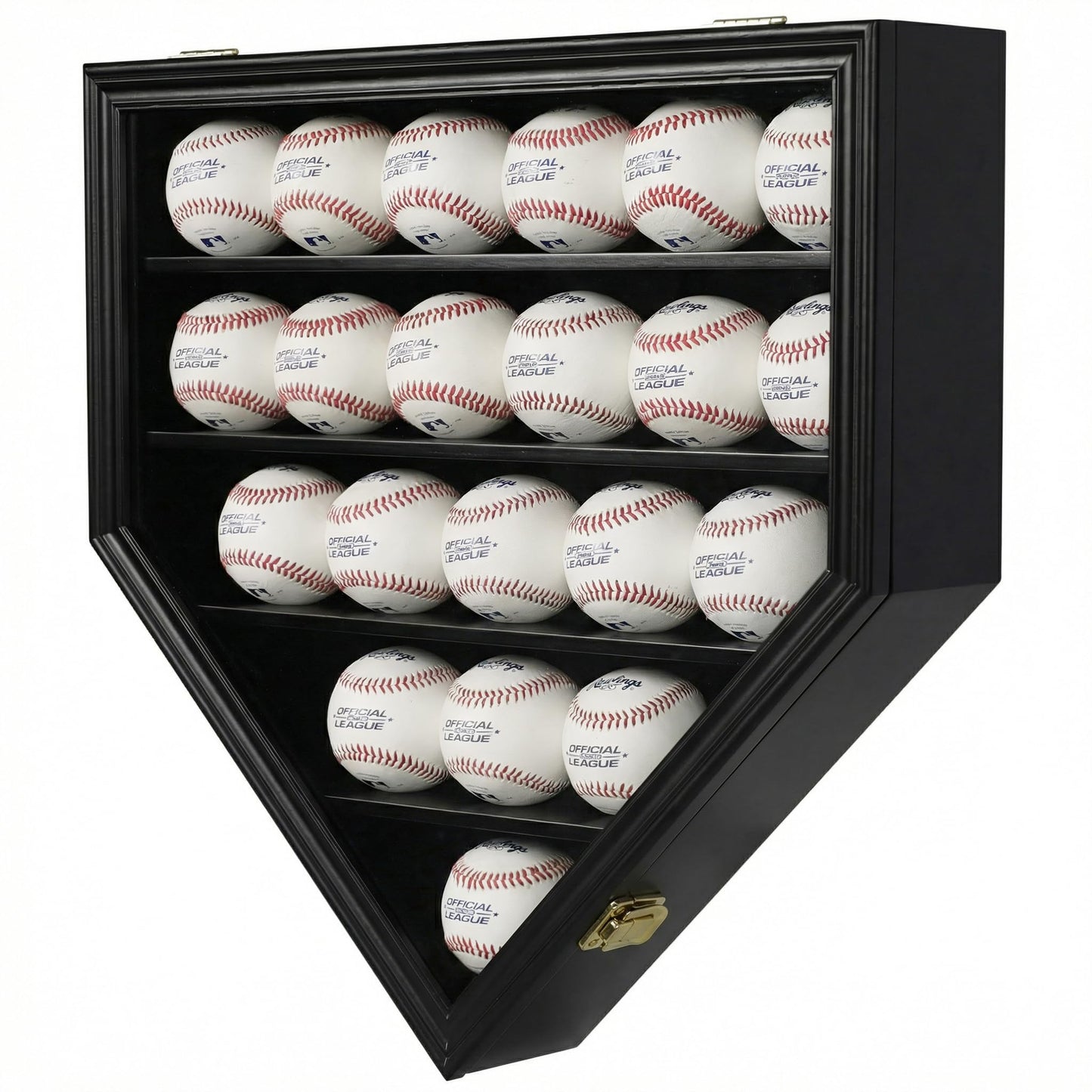 DisplayGifts Baseball Display Case Baseball Holders for Balls Display with 21 Slots Wall Display Box 98% Clear Antifade UV Protection with Gold Locks for Homerun and Collector Autograph Balls