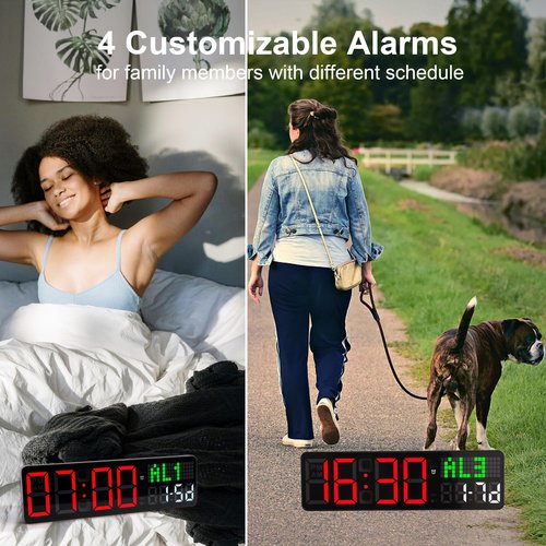 LUCORB Gym Clock Timer, Workout Clock with Seconds | 5 Display Modes, 4 Alarms | Remote Control Countdown Timer Wall for Home Gym Garage Living Room Classroom Office