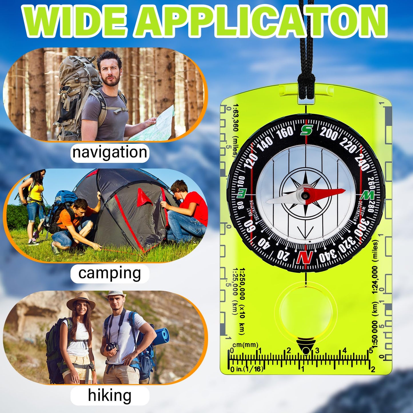 Geiserailie 50 Pcs Acrylic Orienteering Compass Hiking Backpacking Map Reading Compass for Navigation and Survival Outdoor Exploring