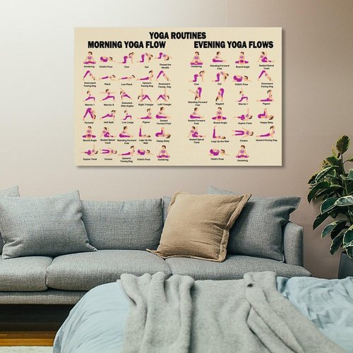 FOLIUMK Yoga Poses Poster Yoga Beginner Workout Chart Home Fitness Decor12x18inch(30x45cm)
