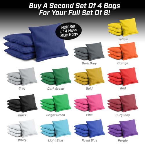 GoSports Cornhole Bean Bags Set of 4 - Regulation All Weather - Navy